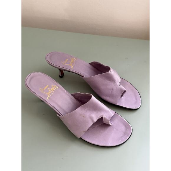 CHRISTIAN LOUBOUTIN Y2K 90s Vintage Kitten Heel Sandals Sz 38.6 Lavender Purple - Picture 5 of 9